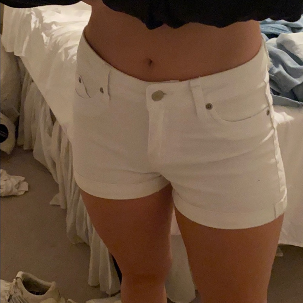 white jean shorts
